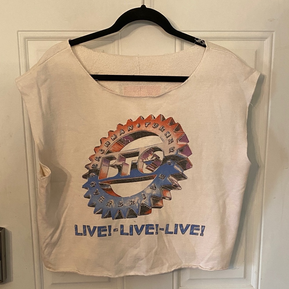 Vintage Rare BTO Bachman Turner Overdrive Sleeveless Cropped Concert Sweatshirt